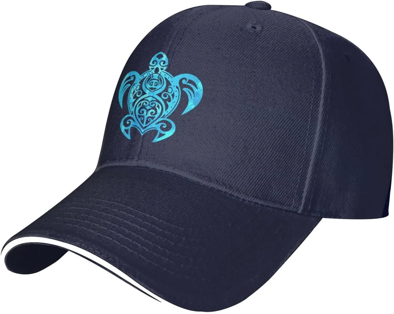 Ocean Blue Tribal Hawaiian Sea Turtle Baseball Cap Women Cowboy Hat Trucker Hat Men Dad Hat Snapback Hat Black
