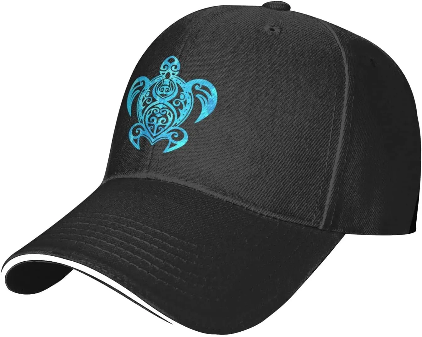 Ocean Blue Tribal Hawaiian Sea Turtle Baseball Cap Women Cowboy Hat Trucker Hat Men Dad Hat Snapback Hat Black