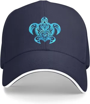 Ocean Blue Tribal Hawaiian Sea Turtle Baseball Cap Women Cowboy Hat Trucker Hat Men Dad Hat Snapback Hat Black