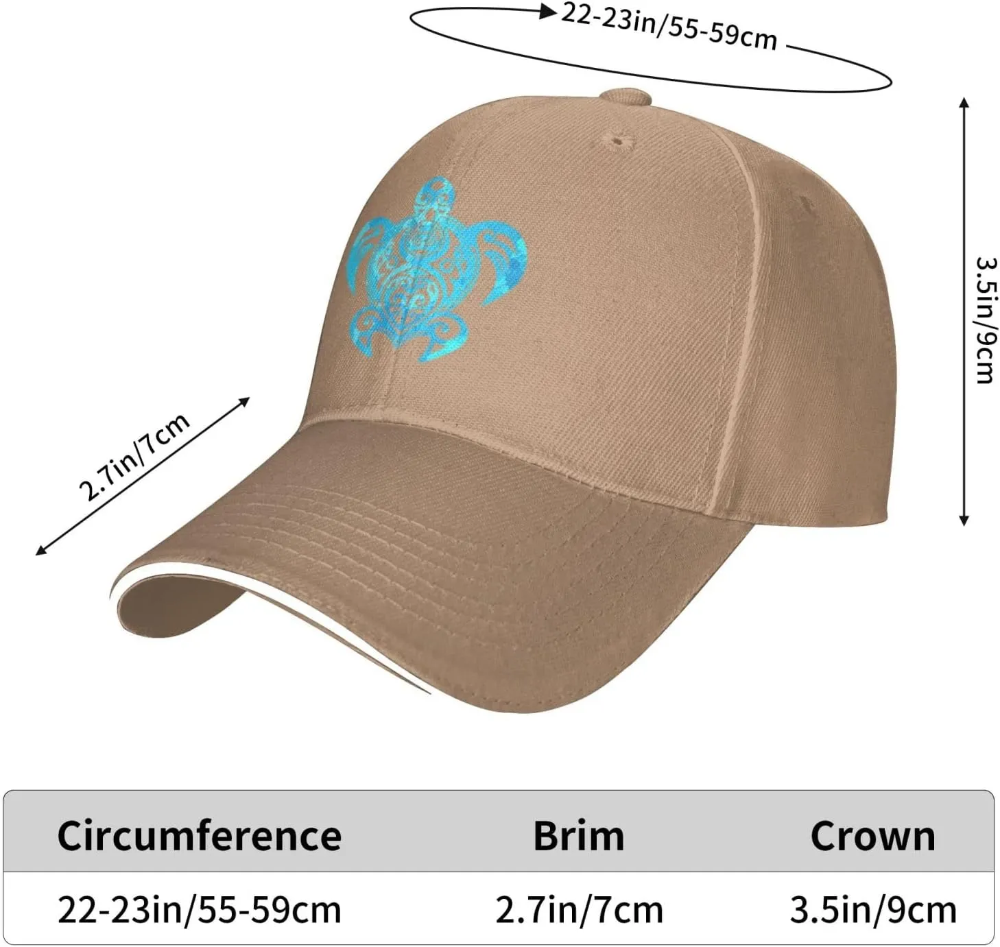Ocean Blue Tribal Hawaiian Sea Turtle Baseball Cap Women Cowboy Hat Trucker Hat Men Dad Hat Snapback Hat Black