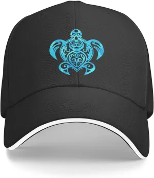 Ocean Blue Tribal Hawaiian Sea Turtle Baseball Cap Women Cowboy Hat Trucker Hat Men Dad Hat Snapback Hat Black