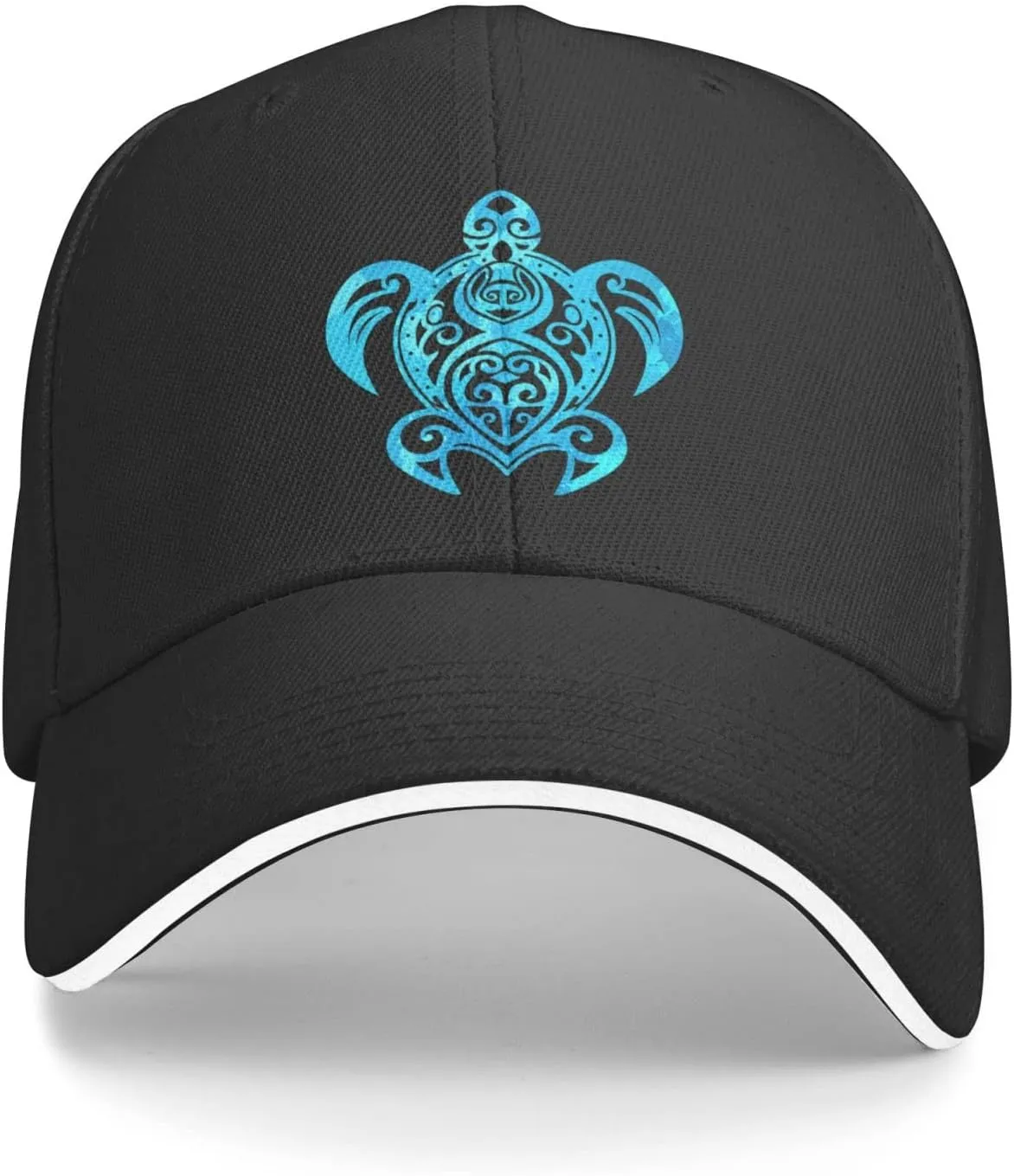 Ocean Blue Tribal Hawaiian Sea Turtle Baseball Cap Women Cowboy Hat Trucker Hat Men Dad Hat Snapback Hat Black