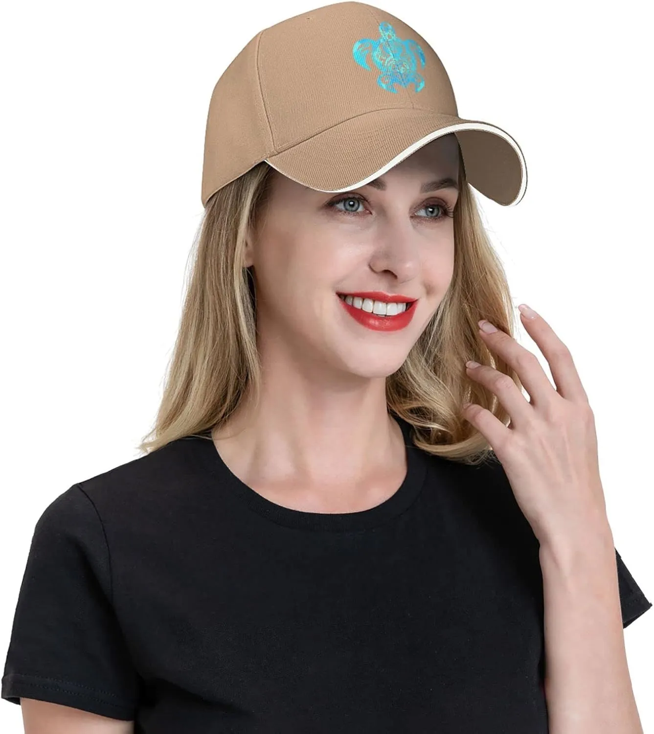 Ocean Blue Tribal Hawaiian Sea Turtle Baseball Cap Women Cowboy Hat Trucker Hat Men Dad Hat Snapback Hat Black