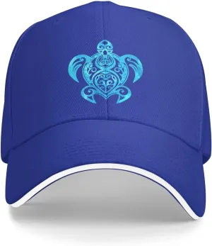Ocean Blue Tribal Hawaiian Sea Turtle Baseball Cap Women Cowboy Hat Trucker Hat Men Dad Hat Snapback Hat Black
