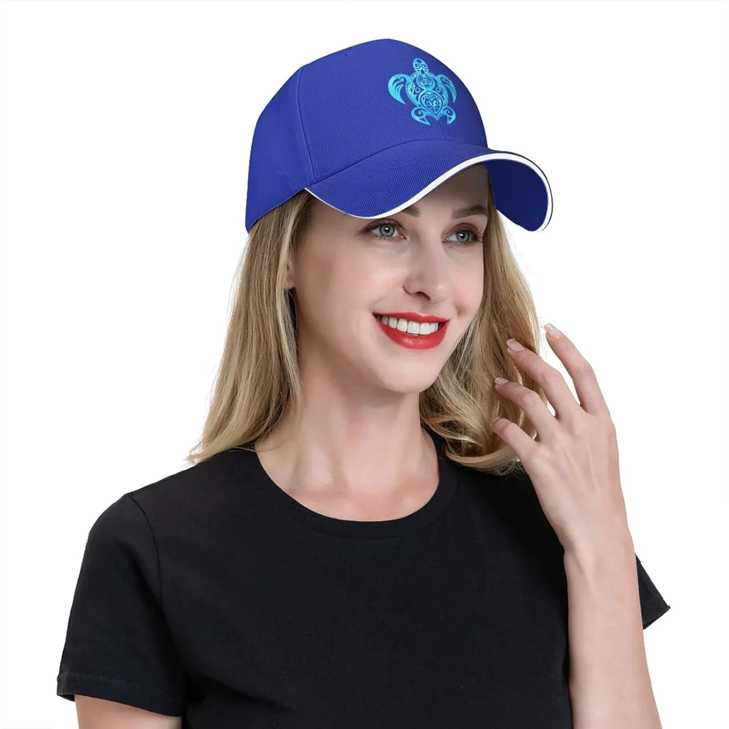 Ocean Blue Tribal Hawaiian Sea Turtle Baseball Cap Women Cowboy Hat Trucker Hat Men Dad Hat Snapback Hat Black