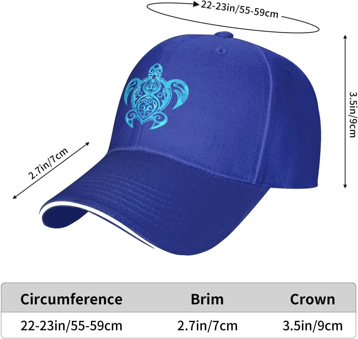 Ocean Blue Tribal Hawaiian Sea Turtle Baseball Cap Women Cowboy Hat Trucker Hat Men Dad Hat Snapback Hat Black