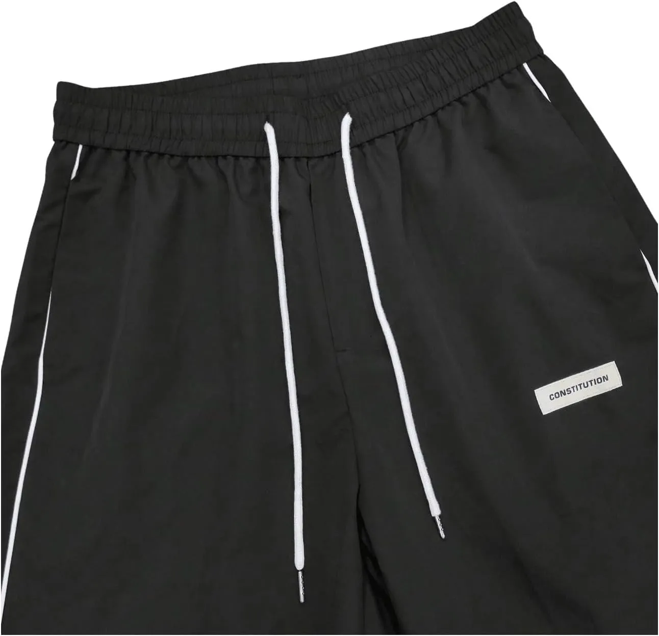 OYOANGLE Men's Letter Patched Drawstring Waisted Cargo Pants Seam Side Loose Fit Sports Joggers