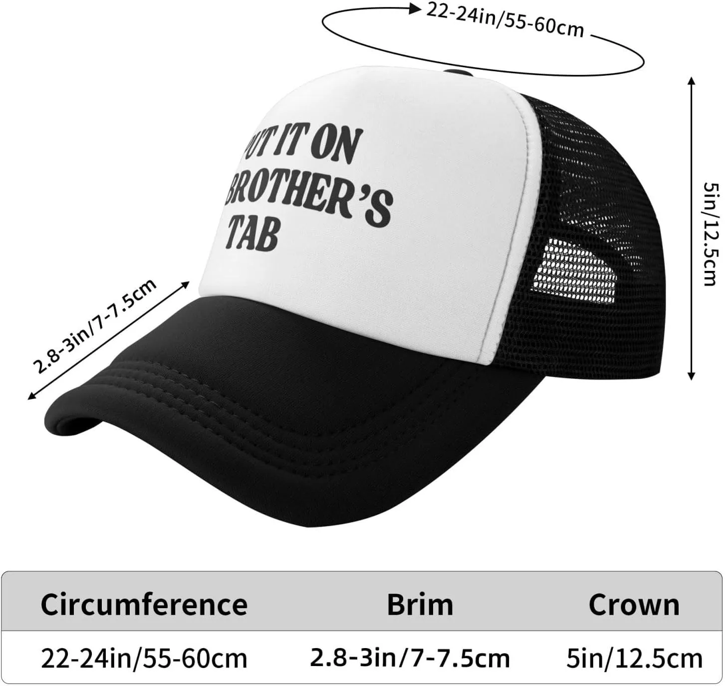 Put It On My Brother's Tab Hat Birthday Trucker Hat Baseball Cap Women Men Dad Hat Black