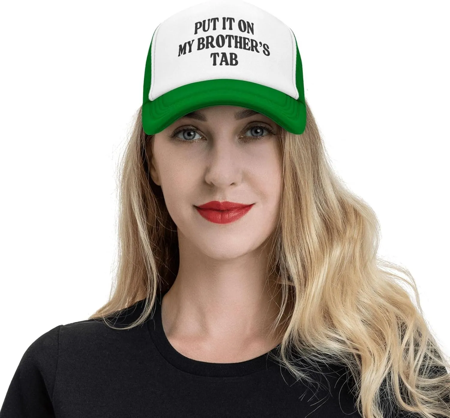 Put It On My Brother's Tab Hat Birthday Trucker Hat Baseball Cap Women Men Dad Hat Black