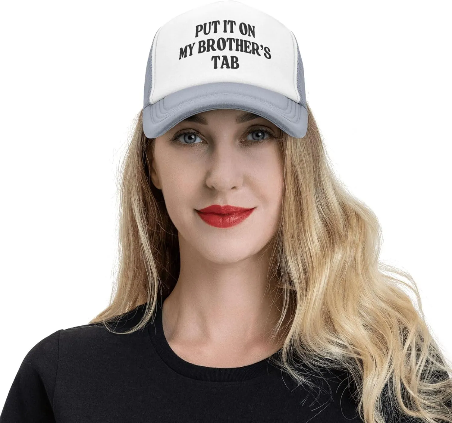 Put It On My Brother's Tab Hat Birthday Trucker Hat Baseball Cap Women Men Dad Hat Black