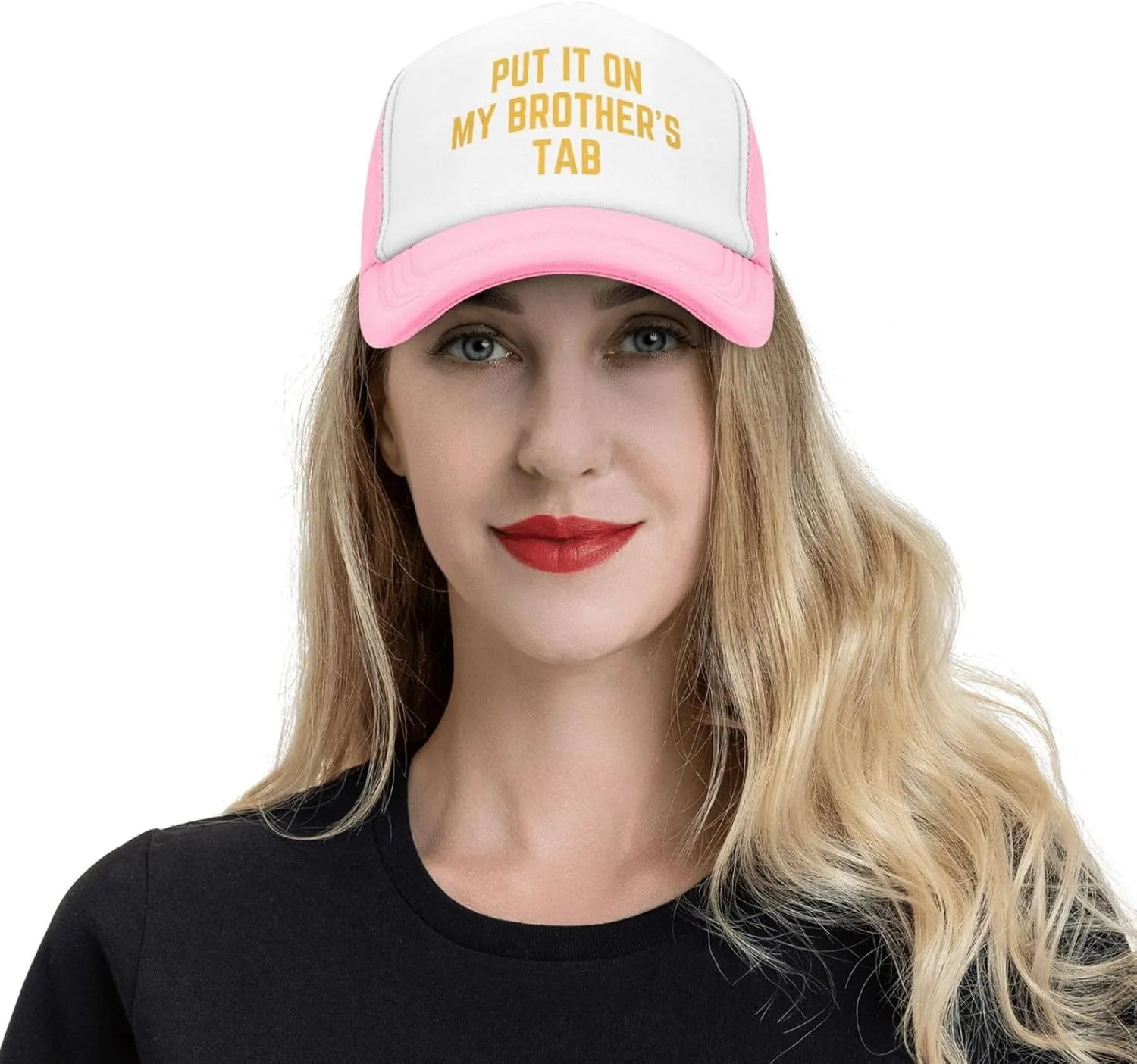 Put It On My Brother's Tab Hat Birthday Trucker Hat Baseball Cap Women Men Dad Hat Black