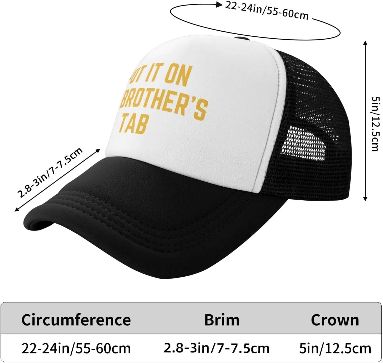 Put It On My Brother's Tab Hat Birthday Trucker Hat Baseball Cap Women Men Dad Hat Black