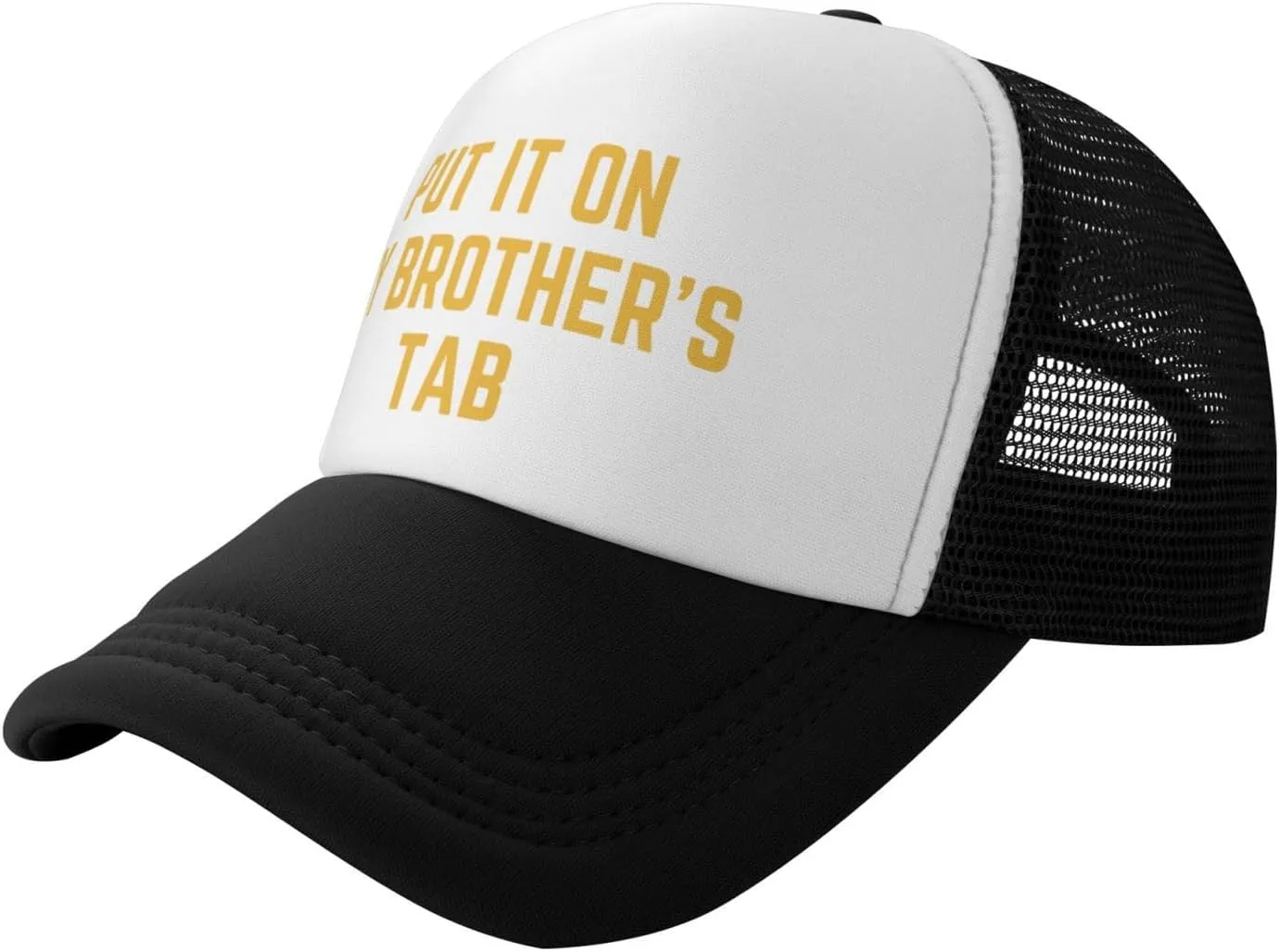 Put It On My Brother's Tab Hat Birthday Trucker Hat Baseball Cap Women Men Dad Hat Black
