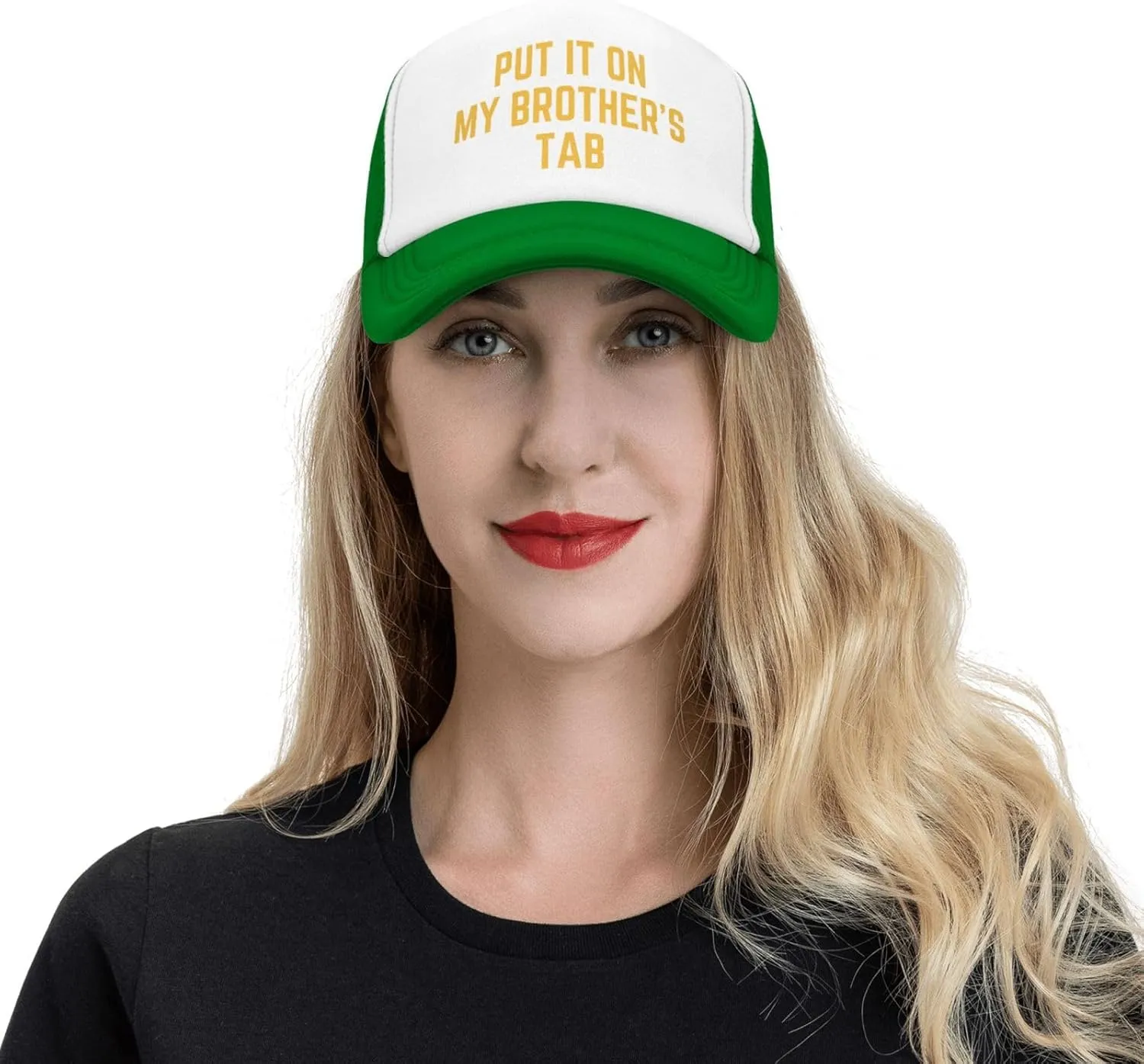 Put It On My Brother's Tab Hat Birthday Trucker Hat Baseball Cap Women Men Dad Hat Black