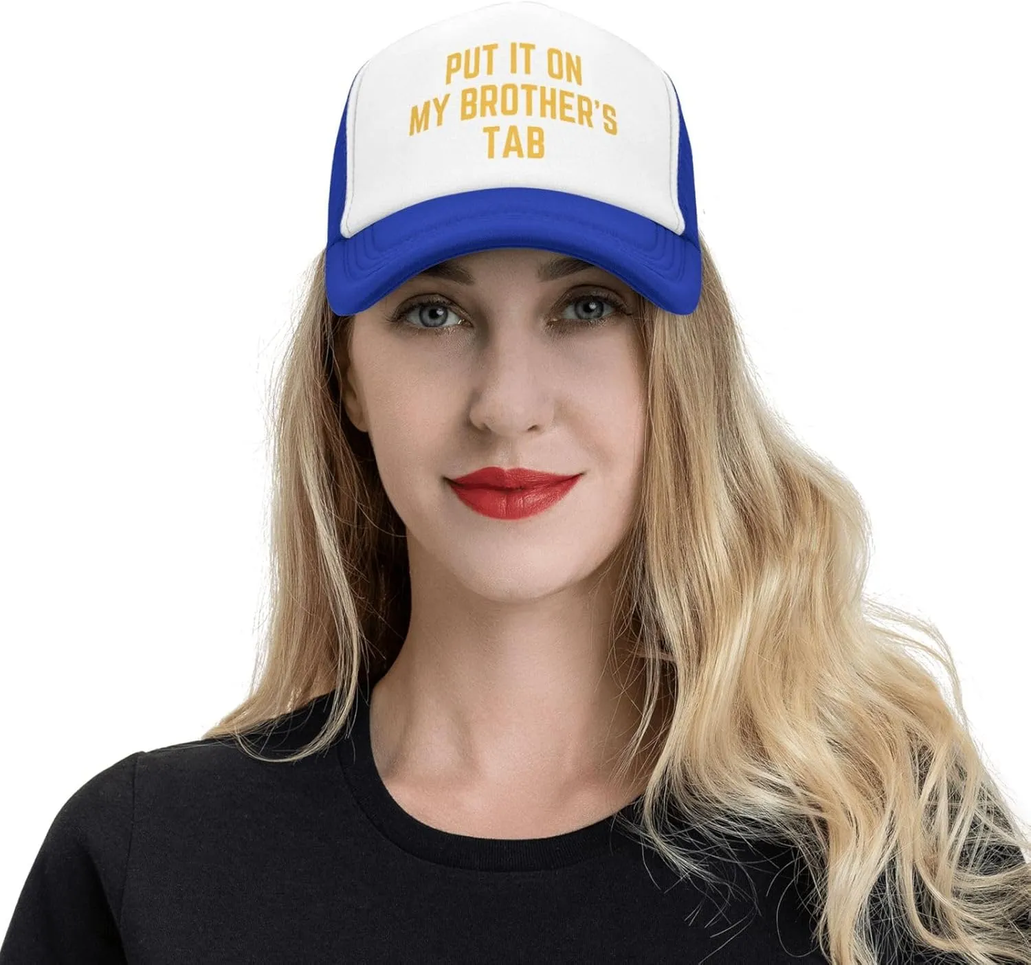 Put It On My Brother's Tab Hat Birthday Trucker Hat Baseball Cap Women Men Dad Hat Black