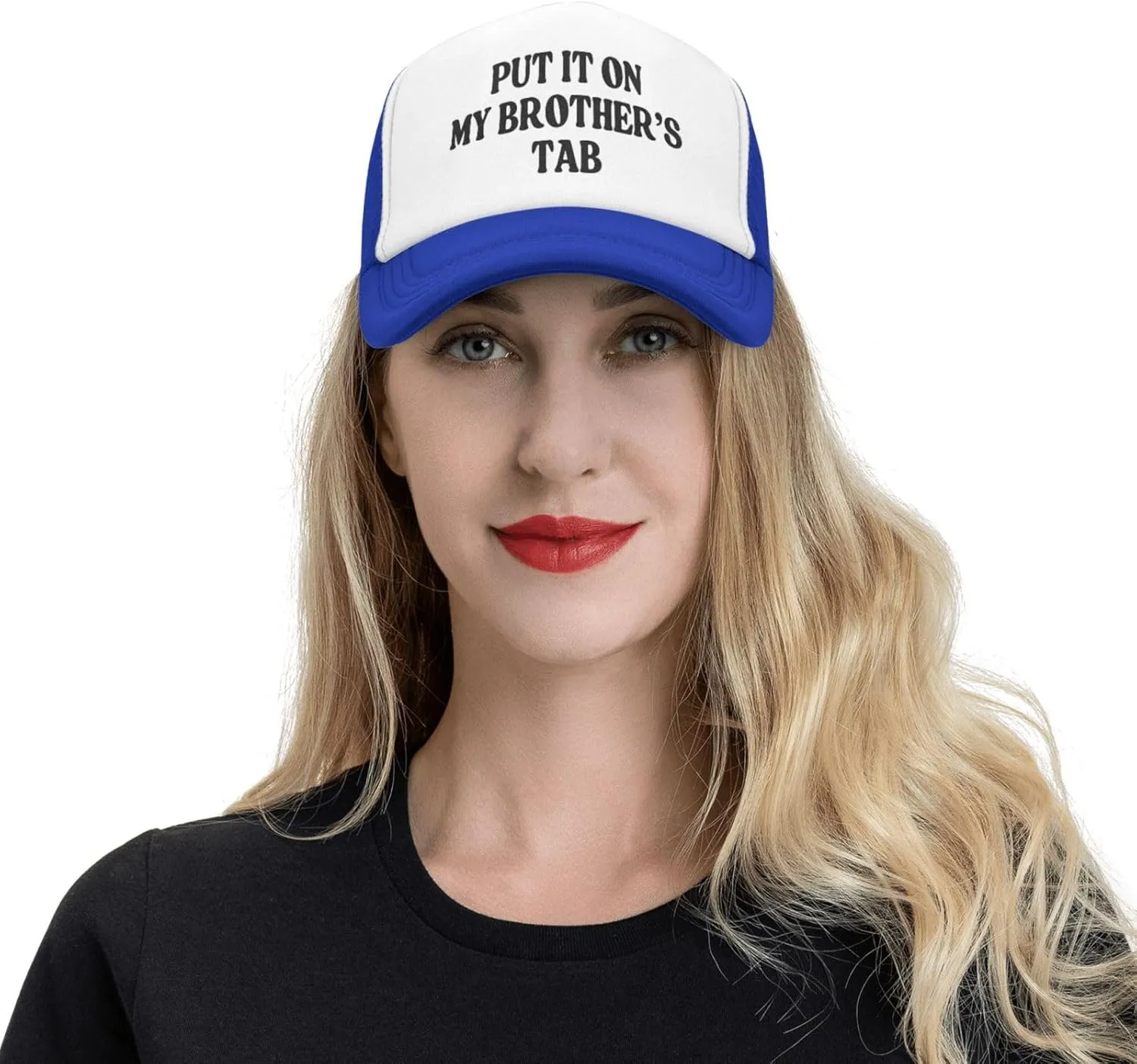 Put It On My Brother's Tab Hat Birthday Trucker Hat Baseball Cap Women Men Dad Hat Black