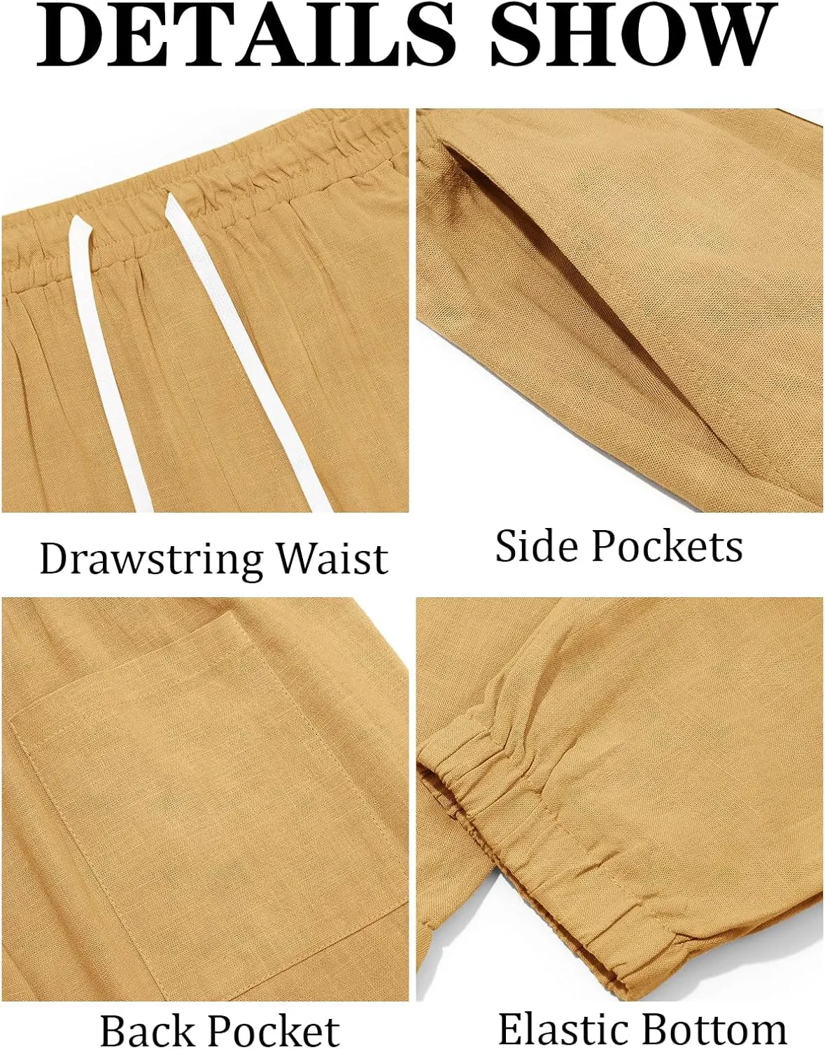 Runcati Mens Cargo Joggers Pants Casual Drawstring Waist Trousers Tapered Lightweight Pants with Pockets