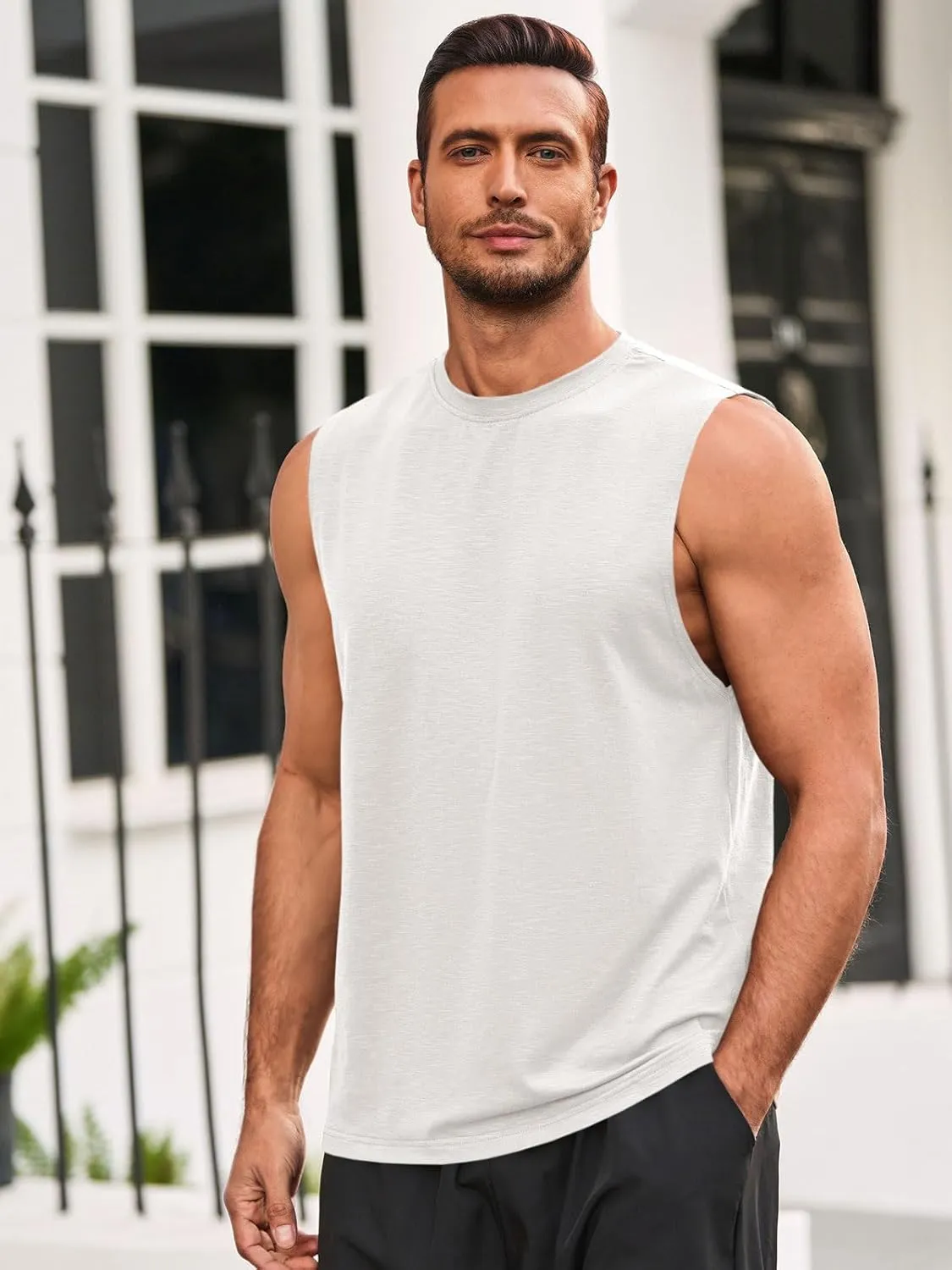 Runcati Mens Sleeveless Tank Tops Workout Athletic Muscle Shirt Casual Summer Beach T Shirts