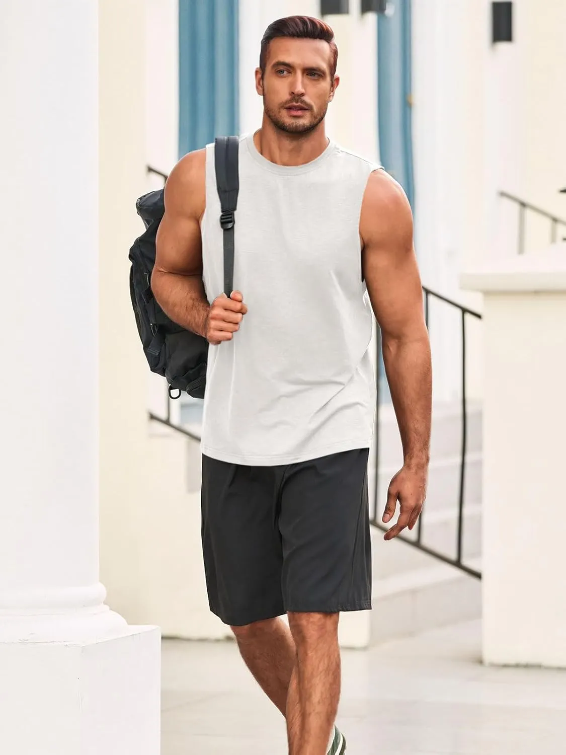 Runcati Mens Sleeveless Tank Tops Workout Athletic Muscle Shirt Casual Summer Beach T Shirts