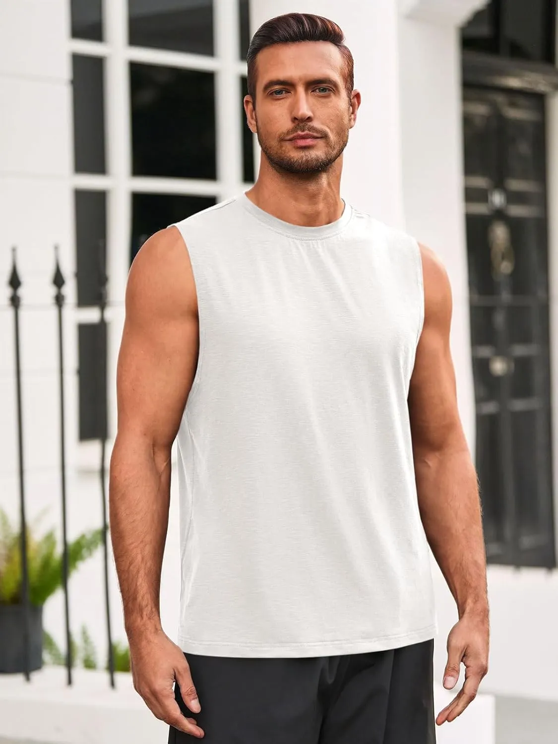 Runcati Mens Sleeveless Tank Tops Workout Athletic Muscle Shirt Casual Summer Beach T Shirts