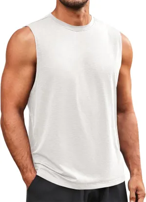 Runcati Mens Sleeveless Tank Tops Workout Athletic Muscle Shirt Casual Summer Beach T Shirts