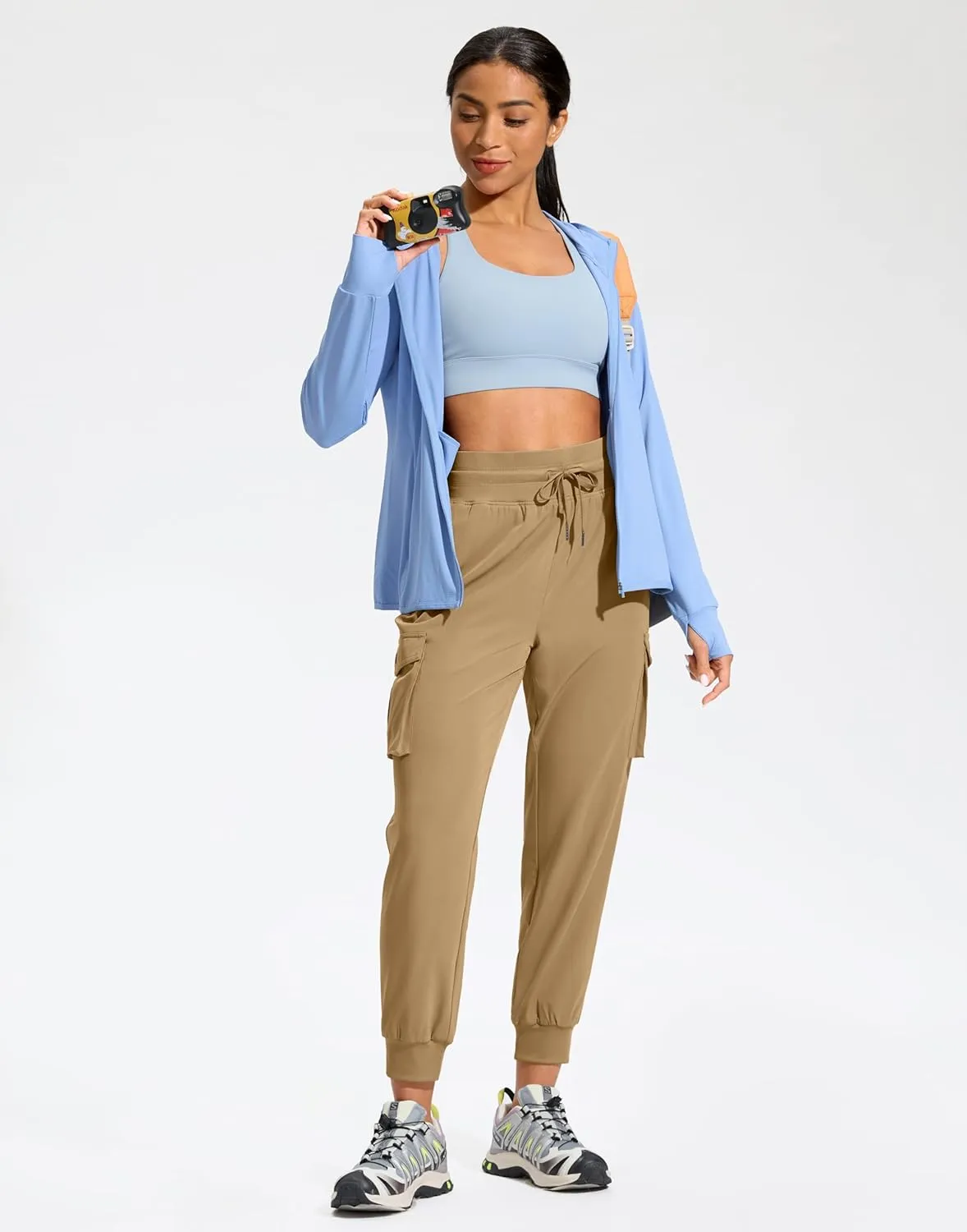 SANTINY Women's Cargo Pants with 6 Pockets Lightweight Quick Dry Travel Hiking Pants Casual Summer Joggers
