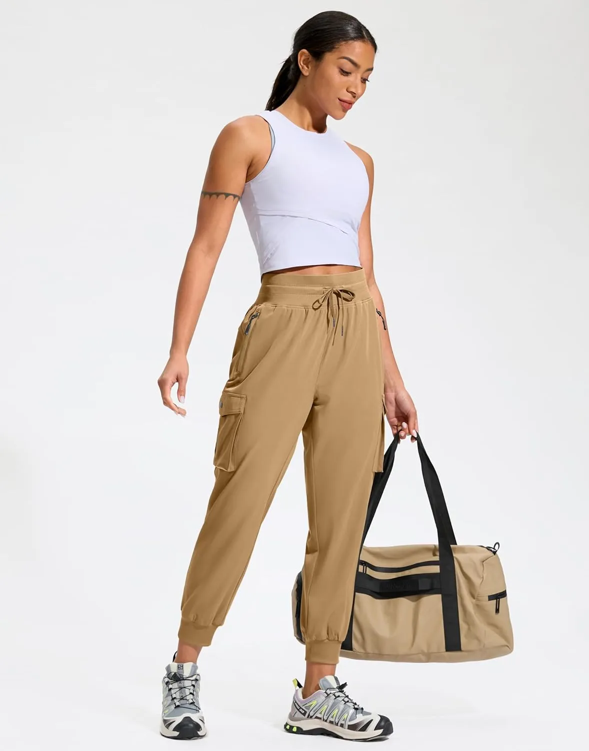 SANTINY Women's Cargo Pants with 6 Pockets Lightweight Quick Dry Travel Hiking Pants Casual Summer Joggers