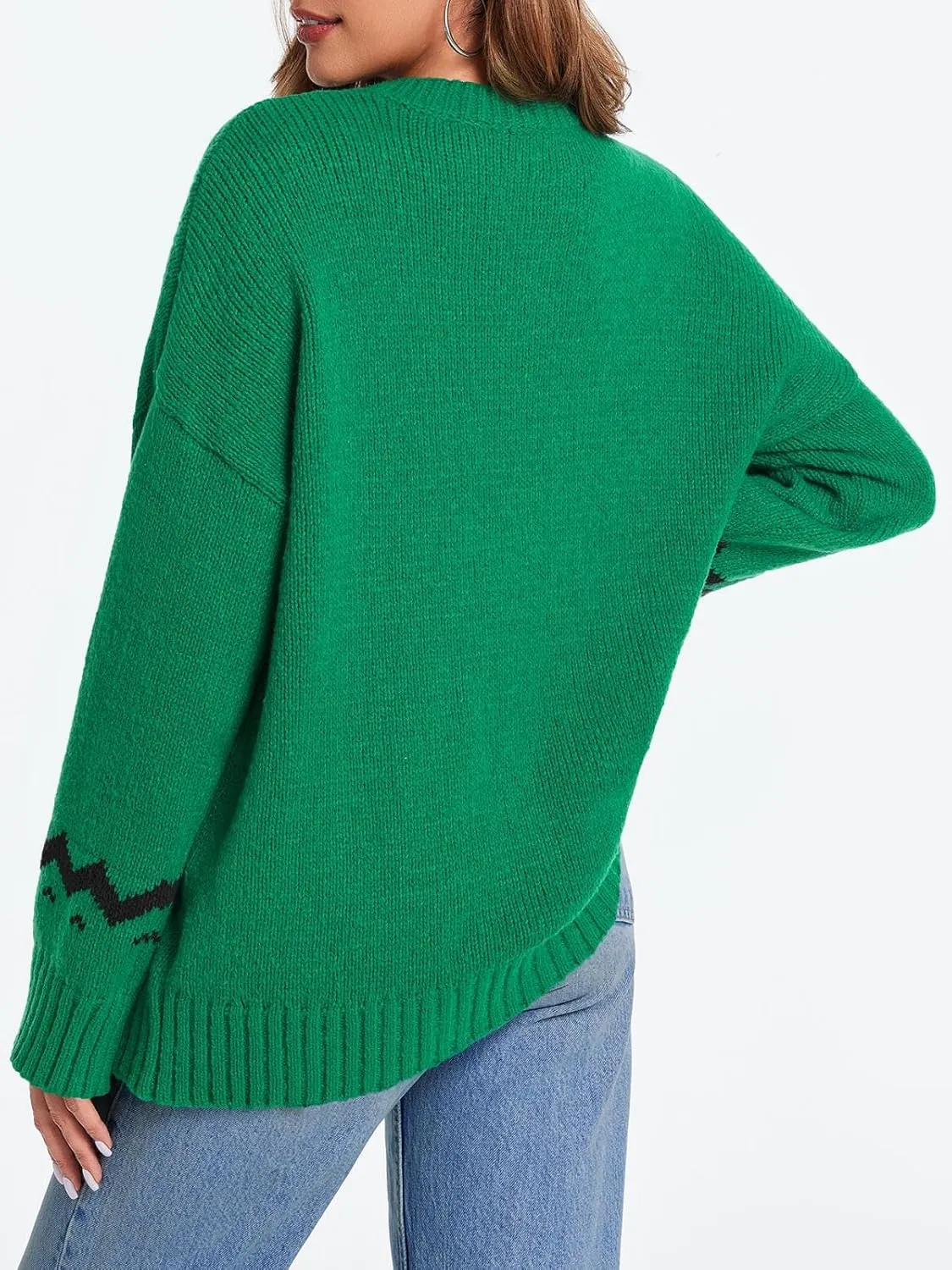 Saodimallsu Womens Oversized Christmas Sweaters Crewneck Chunky Reindeer Knit Long Sleeve Santa Xmas Pullover Sweater