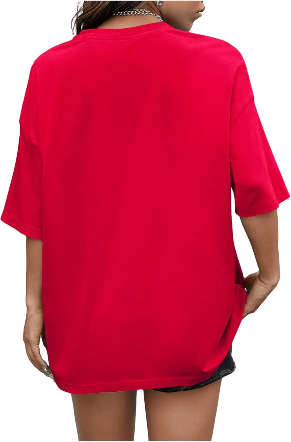 SHENHE Women's Summer Graphic T Shirt Tops Short Sleeve Letter Drop Shoulder Crewneck Shirts Top