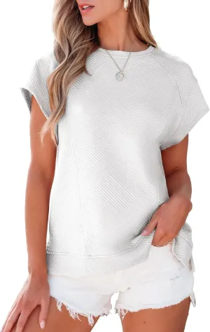 SHEWIN Oversized T Shirts for Women Crewneck Short Sleeve Casual Summer Tops Tees