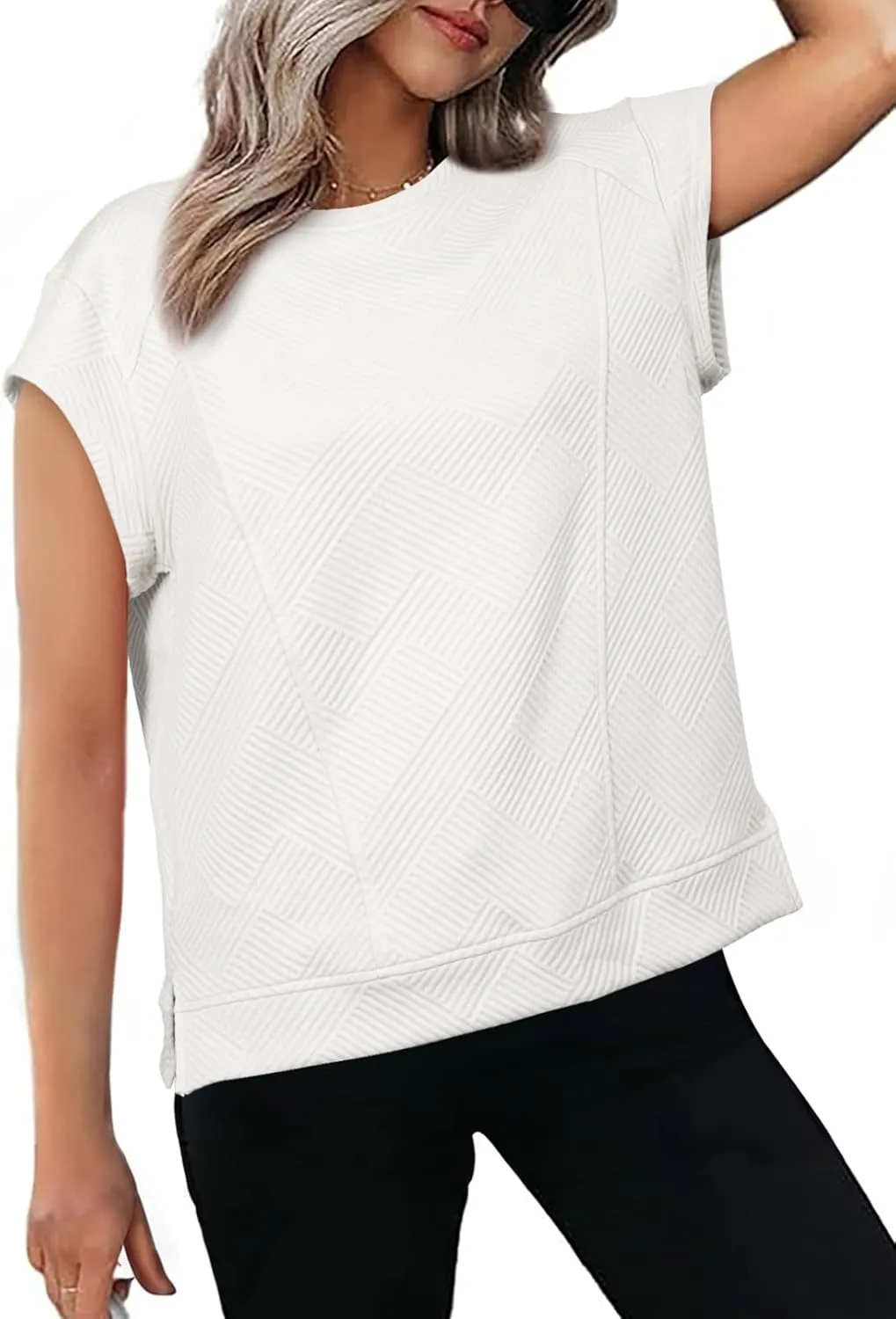 SHEWIN Oversized T Shirts for Women Crewneck Short Sleeve Casual Summer Tops Tees