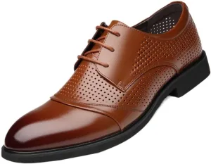 Shoes Dress Oxford for Mens Men Business Formal Dress Shoes Breathable Fashion Oxford Shoes Leather Shoes Lace-Up Brown Black Large Size Non Slip Anti-Slip Block Heel Low Top Outdoor
