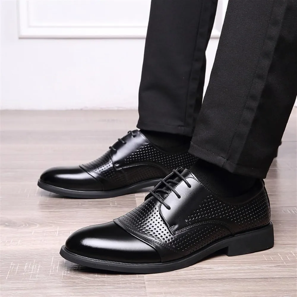 Shoes Dress Oxford for Mens Men Business Formal Dress Shoes Breathable Fashion Oxford Shoes Leather Shoes Lace-Up Brown Black Large Size Non Slip Anti-Slip Block Heel Low Top Outdoor