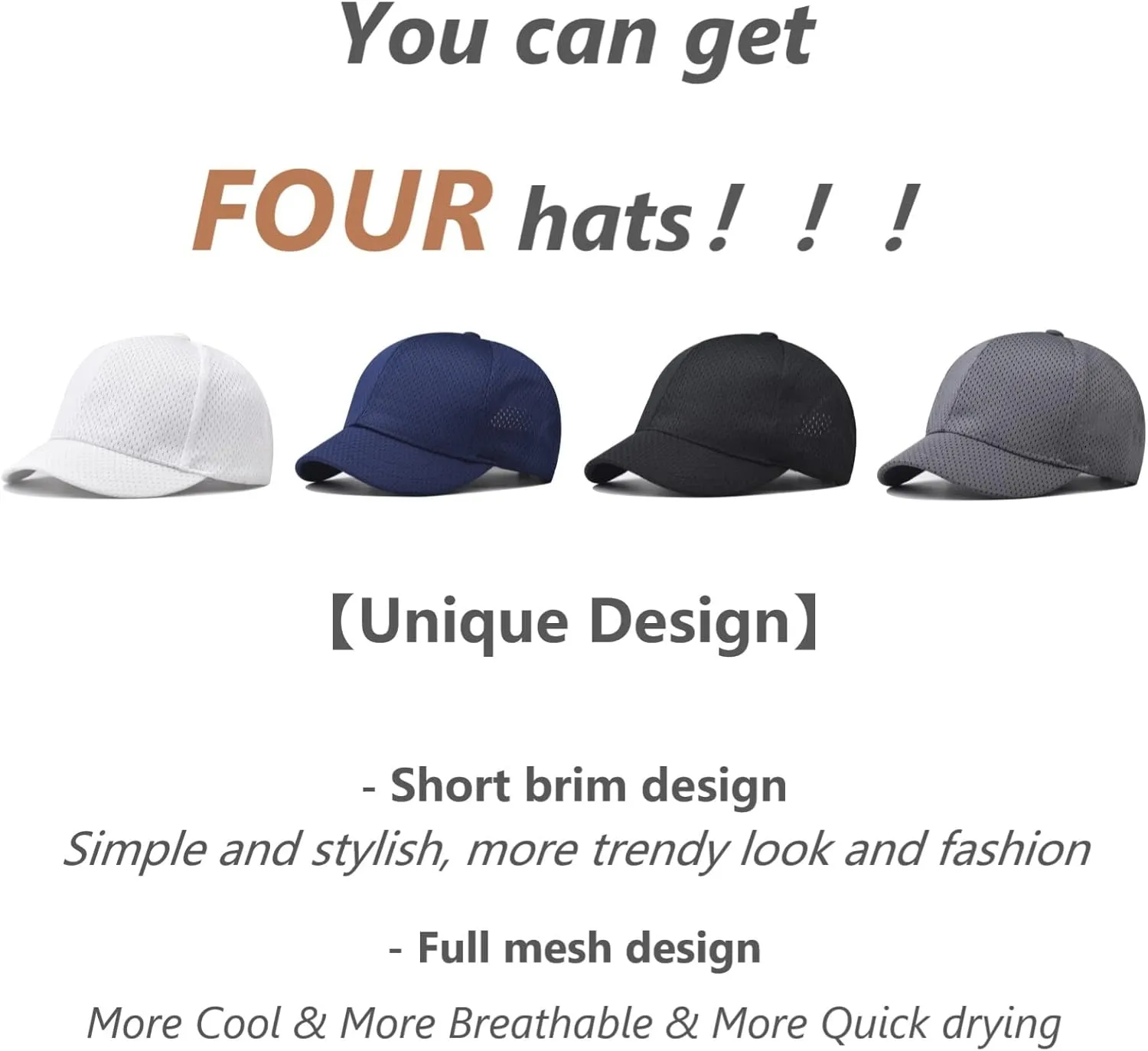 Short Brim Baseball Cap, Adjustable Plain Short Brim Workout Hat Fishing Hat Athletics Cap Running Hat