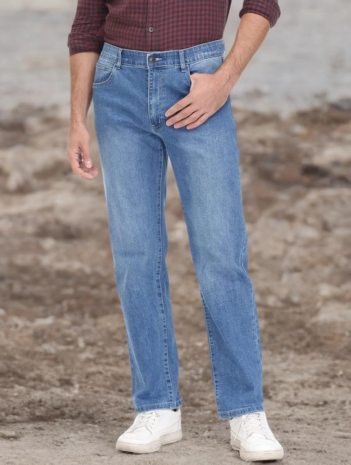 Soojun Men's Flex Waistband Relaxed Fit Straight Leg Jeans
