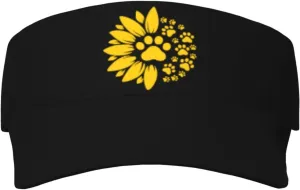 Sunflower Paw Print Sport Sun Visor Hats Ball Caps Adjustable Empty Top Baseball Sun Cap for Men Women