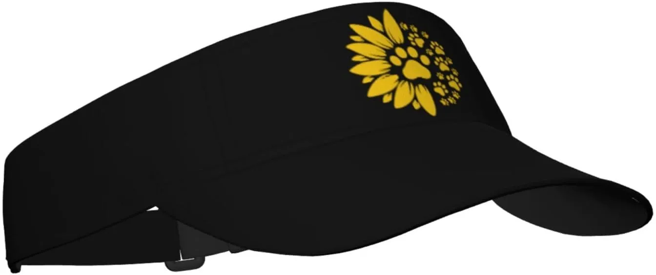 Sunflower Paw Print Sport Sun Visor Hats Ball Caps Adjustable Empty Top Baseball Sun Cap for Men Women