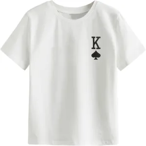 SweatyRocks Boy's Letter Tees Graphic Print Tops Crewneck Short Sleeve Casual T Shirts