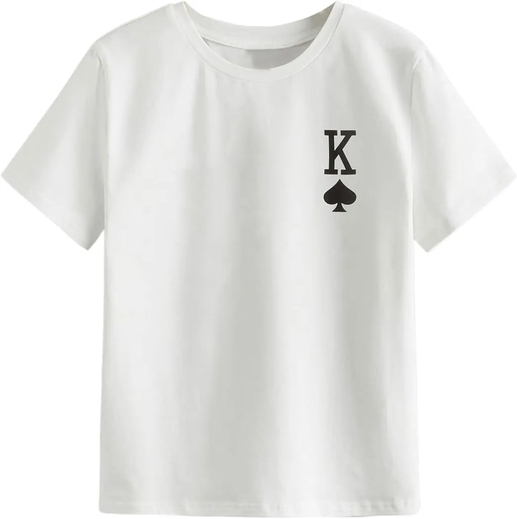 SweatyRocks Boy's Letter Tees Graphic Print Tops Crewneck Short Sleeve Casual T Shirts