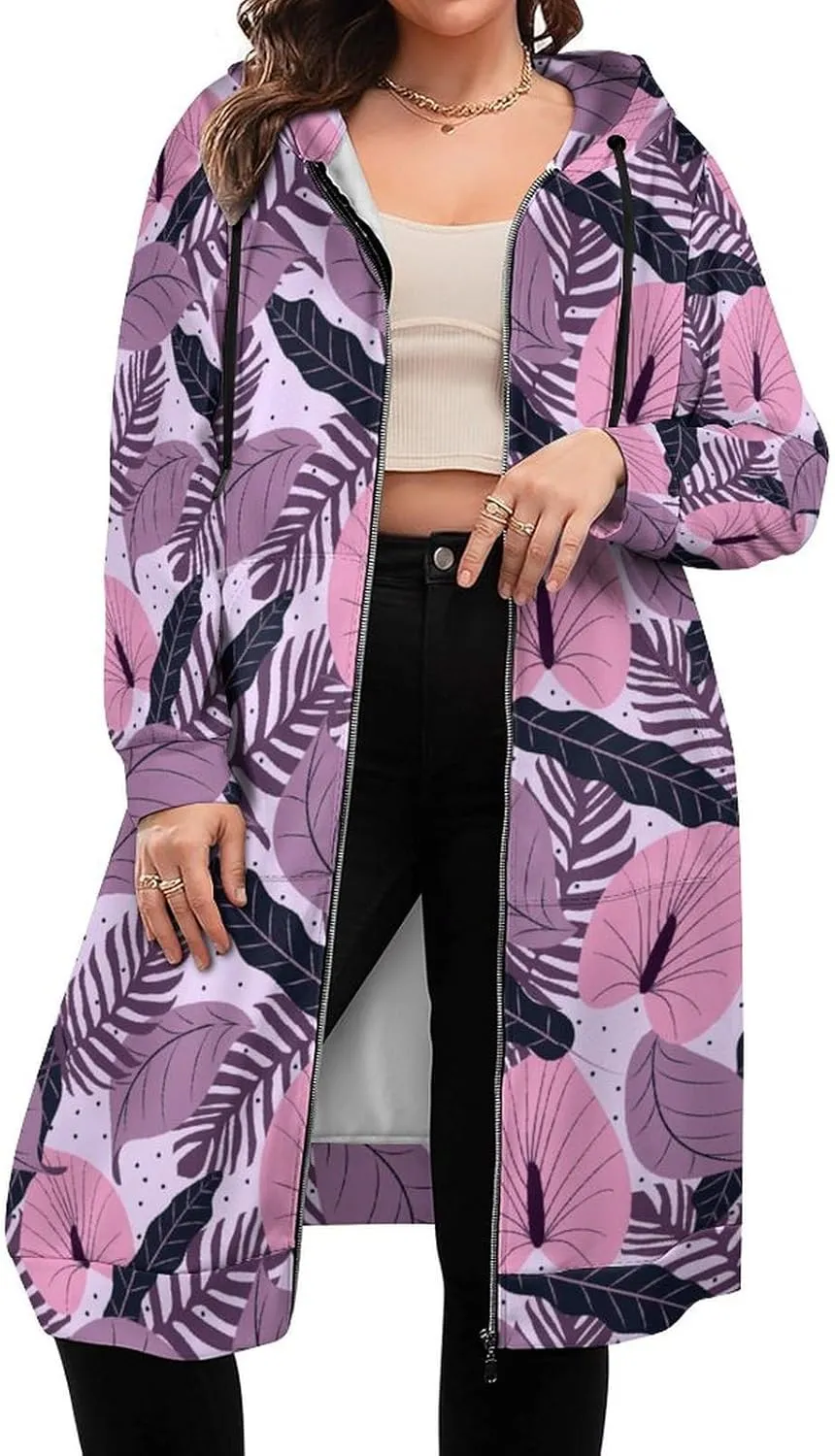 TAIZIYEAH Women's Long Hoodies Casual Zip Up Hoodies Flag of Palestine Sweatshirts Warm Long Coats