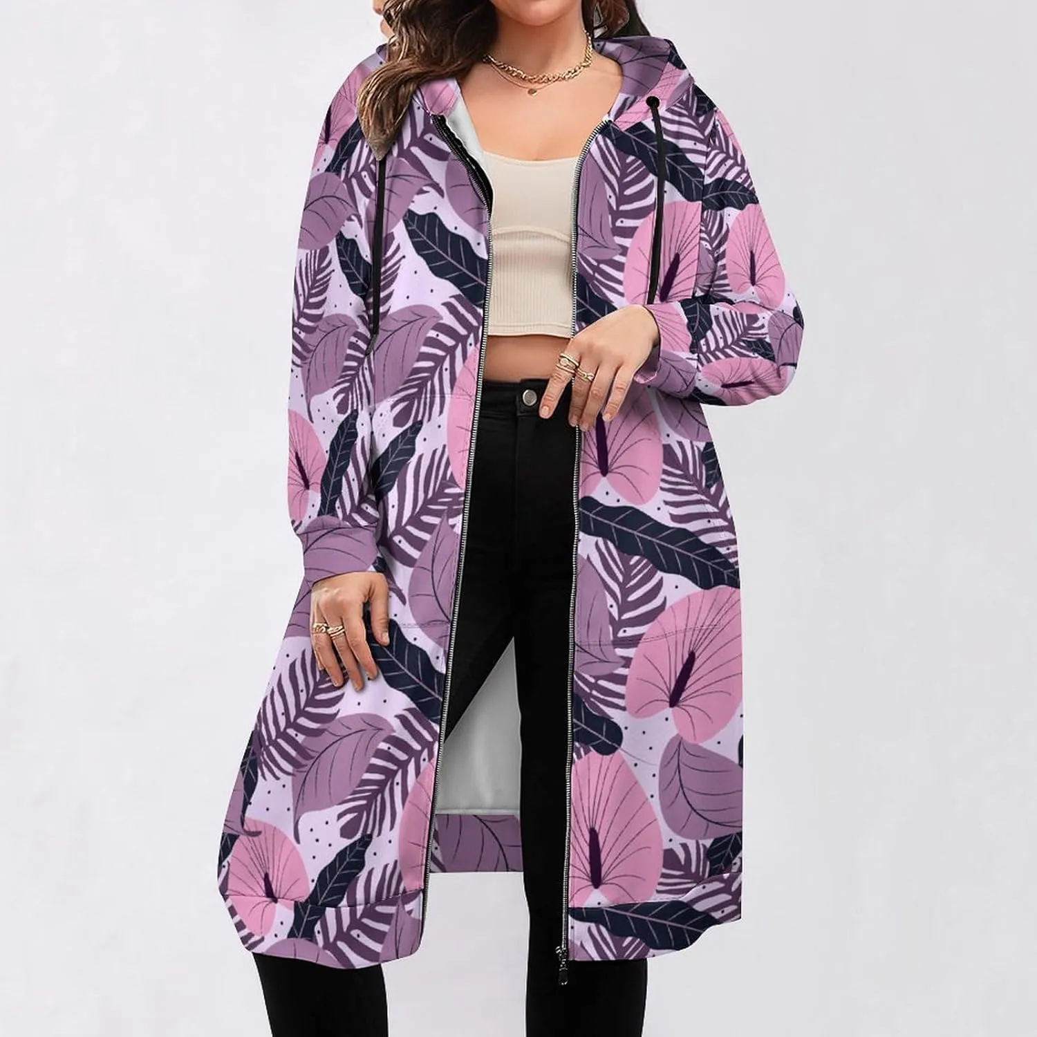 TAIZIYEAH Women's Long Hoodies Casual Zip Up Hoodies Flag of Palestine Sweatshirts Warm Long Coats
