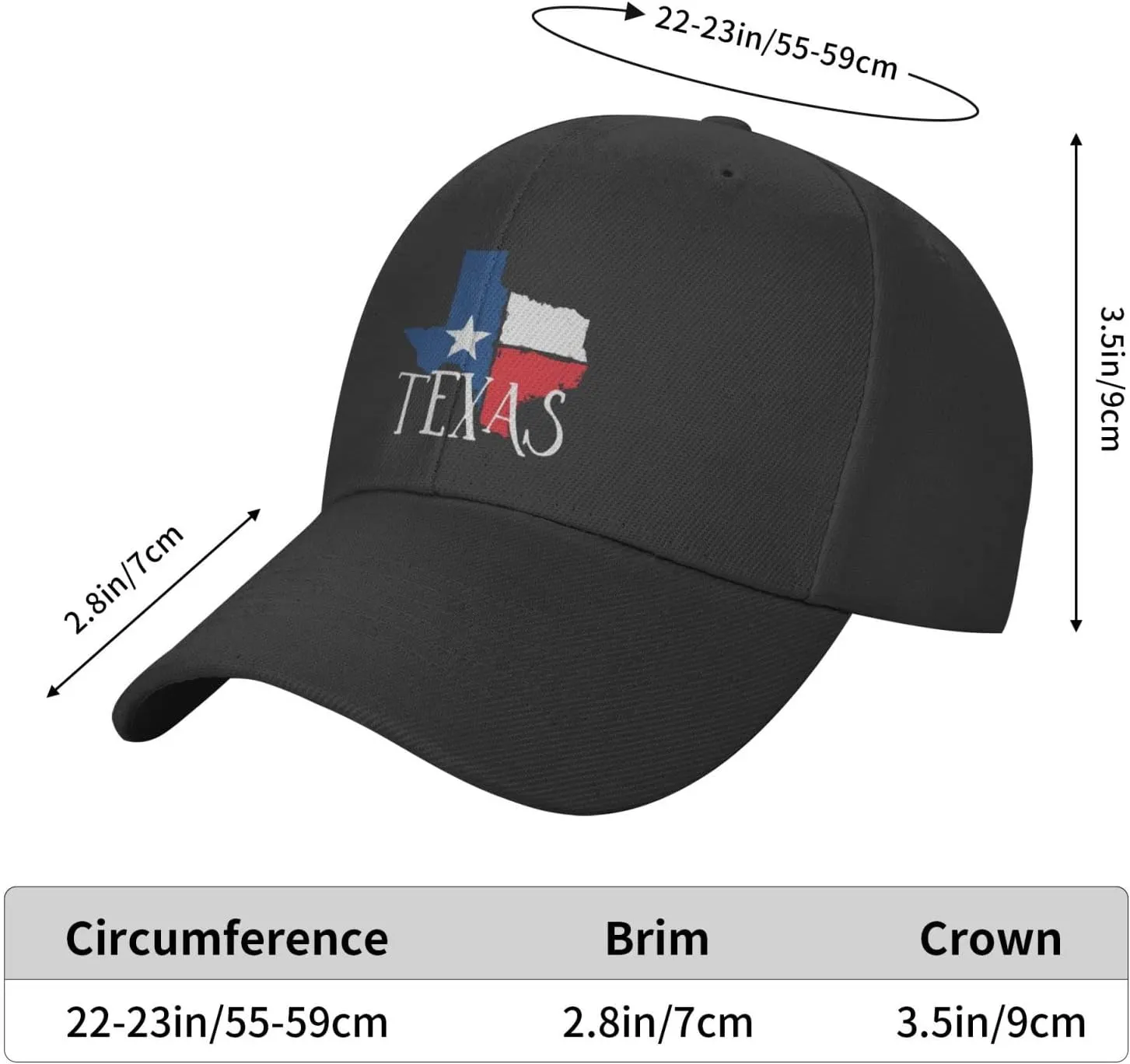 Texas - Distressed Texas map Gifts Baseball Cap Men Hat Women Dad Hat Sun Hat Adjustable Trucker Hat Cowboy Hat Black