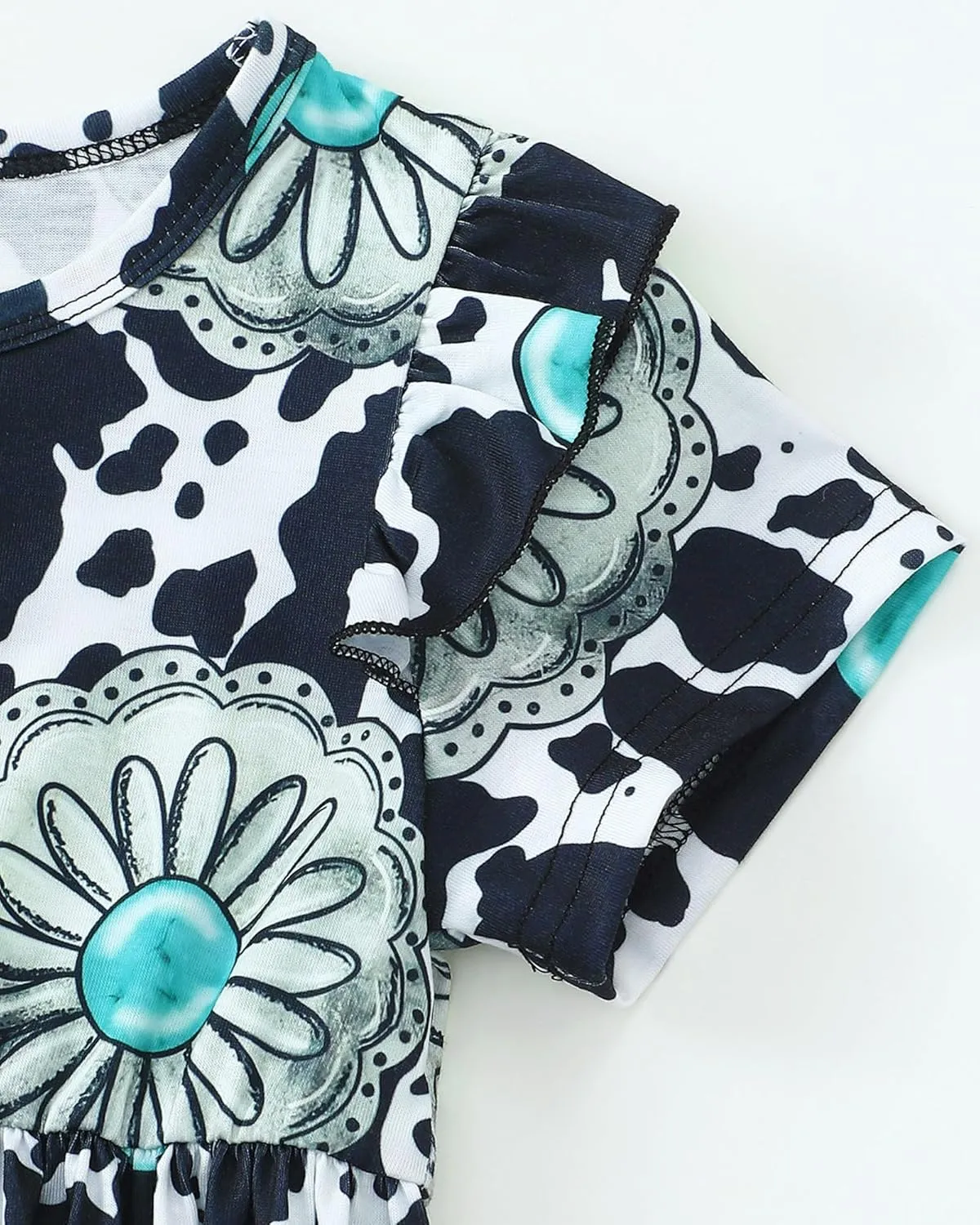 Toddler Girls Cute Print Summer Dresses Little Girl Ruffle Sleeve Twirly Swing Kids Dress with Pockets