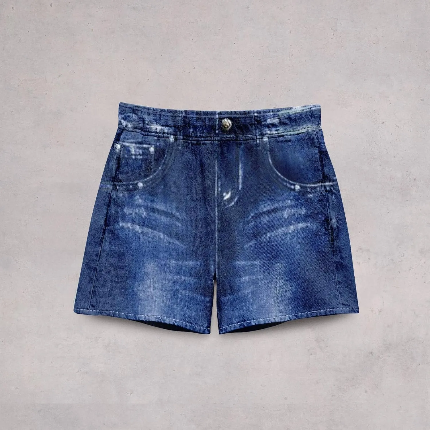 TWGONE Womens Sweatpants Shorts Stretchy High Waisted Denim Printed Bermuda Shorts Sweat Pants That Look Like Jeans