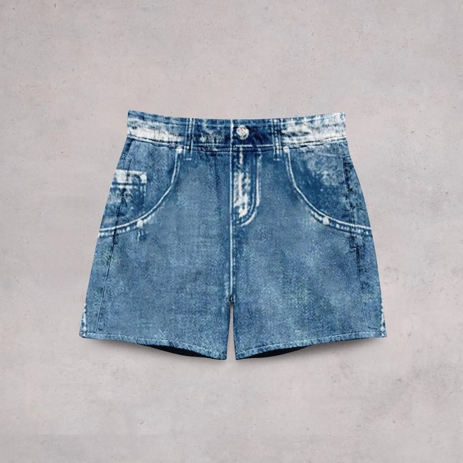 TWGONE Womens Sweatpants Shorts Stretchy High Waisted Denim Printed Bermuda Shorts Sweat Pants That Look Like Jeans