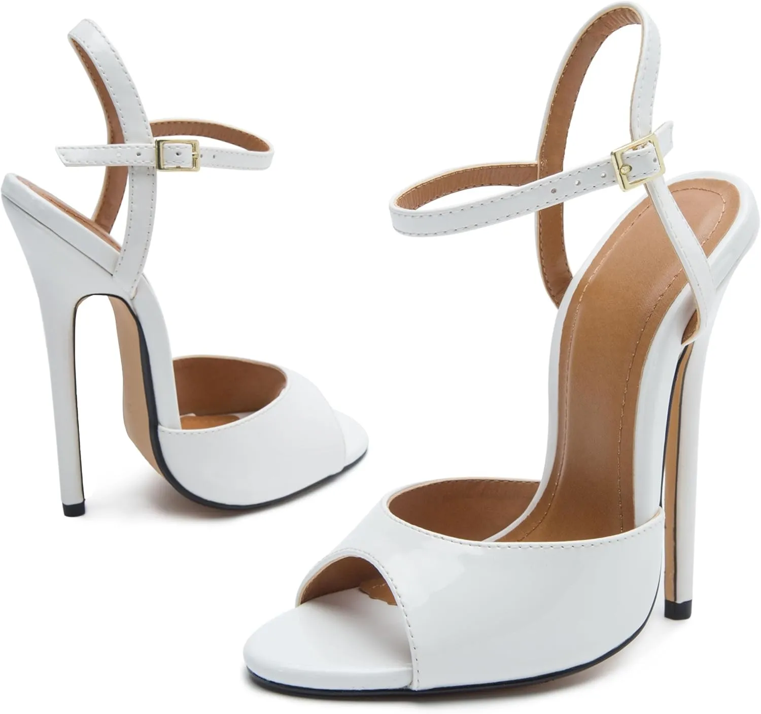 Unisex Men's Women's Strappy Sandals Heels Stiletto Patent Leather High Heeled Sandals Party Shoes