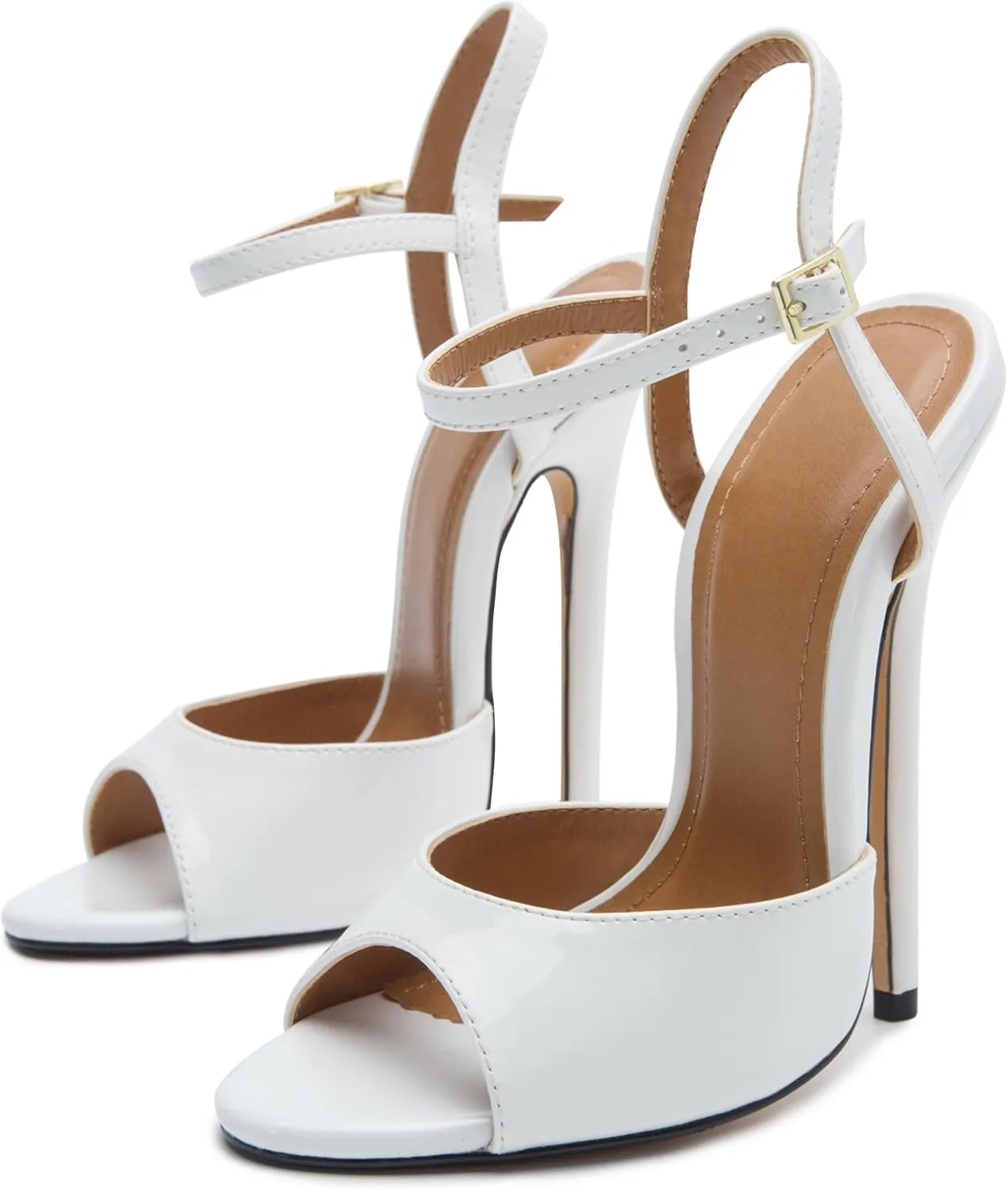 Unisex Men's Women's Strappy Sandals Heels Stiletto Patent Leather High Heeled Sandals Party Shoes