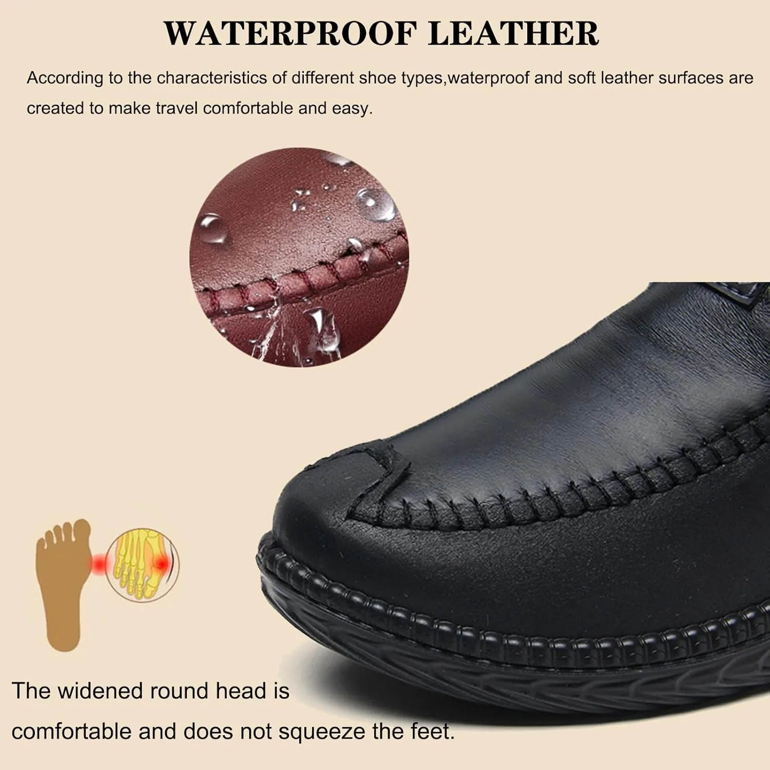 URLECHS Women's Fur Lined Winter Warm Snow Boots Lightweight Waterproof Leather Side Zipper Outdoor Ankle Boots Womens Winter Comfortable Non-Slip Shoes
