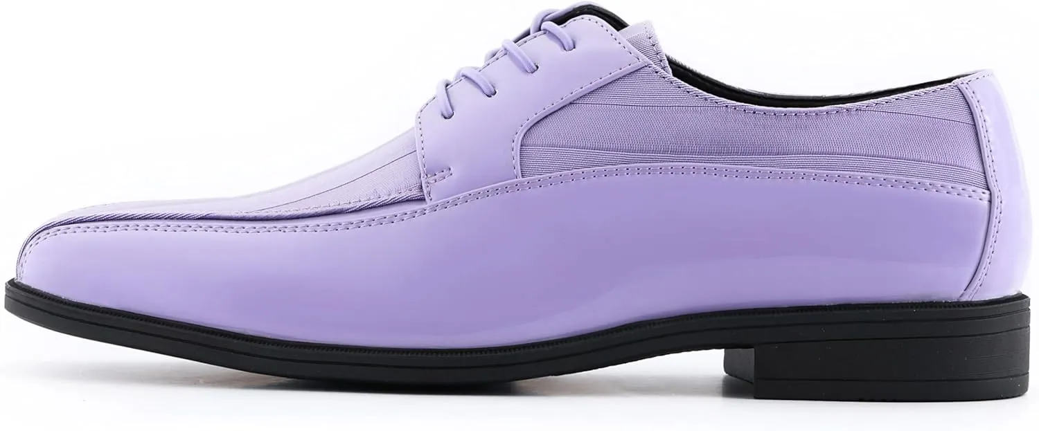 Viotti 179, Casual Dress Oxford Shoes for Men, Satin Striped Lace-Ups, Men's Business Casual Leather & Satin Shoe, for All Formal Occasions