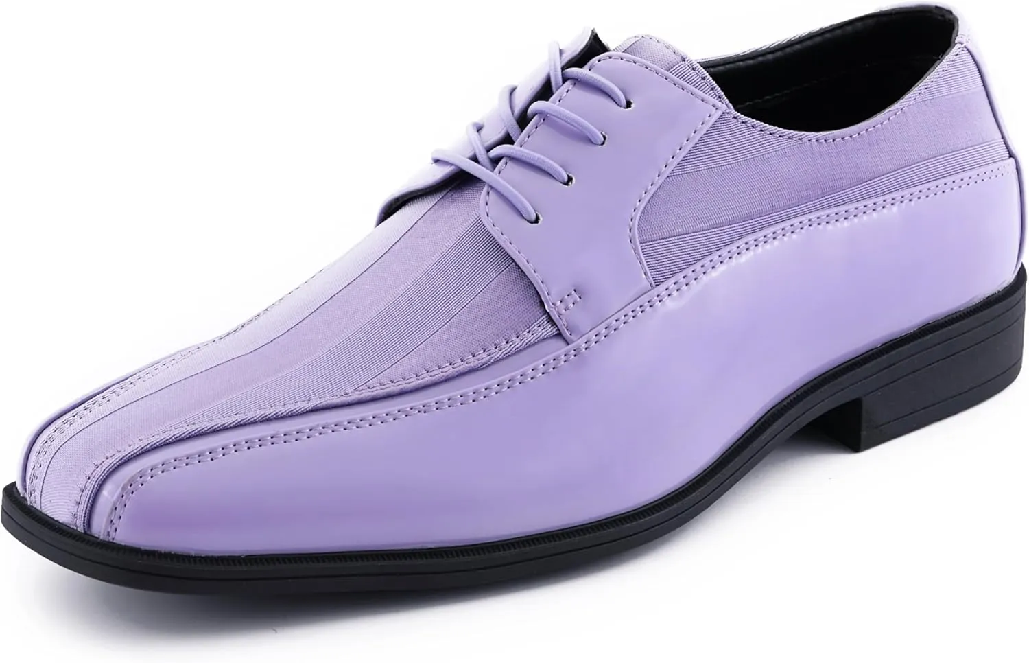 Viotti 179, Casual Dress Oxford Shoes for Men, Satin Striped Lace-Ups, Men's Business Casual Leather & Satin Shoe, for All Formal Occasions